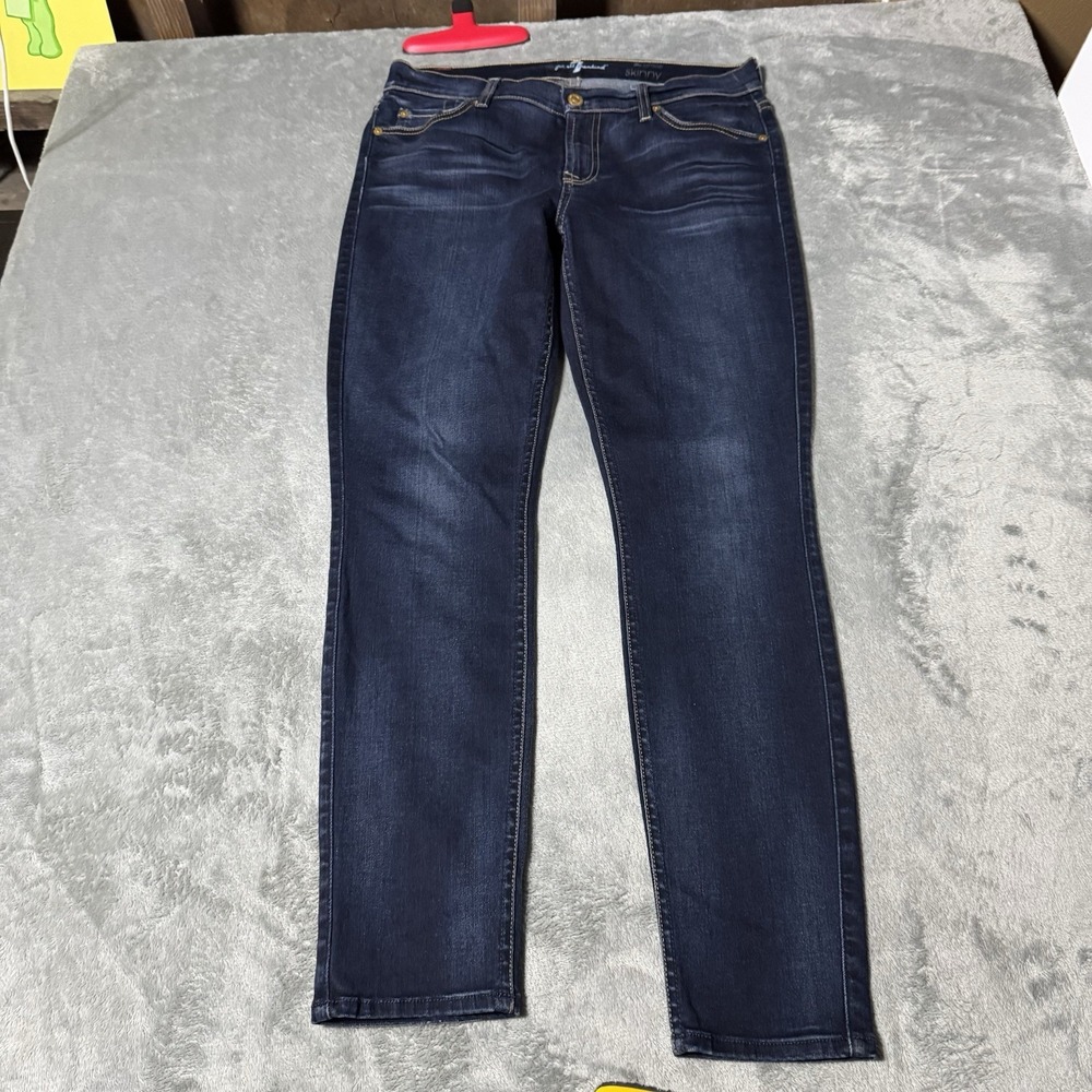 7 For All Mankind The Ankle Skinny Jeans Dark Wash Denim Women's Size 29 Stretch